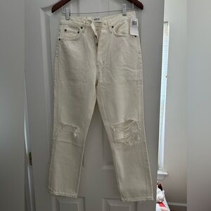 NWT AGOLDE Riley Crop High Rise Straight Jeans Veil Size 27